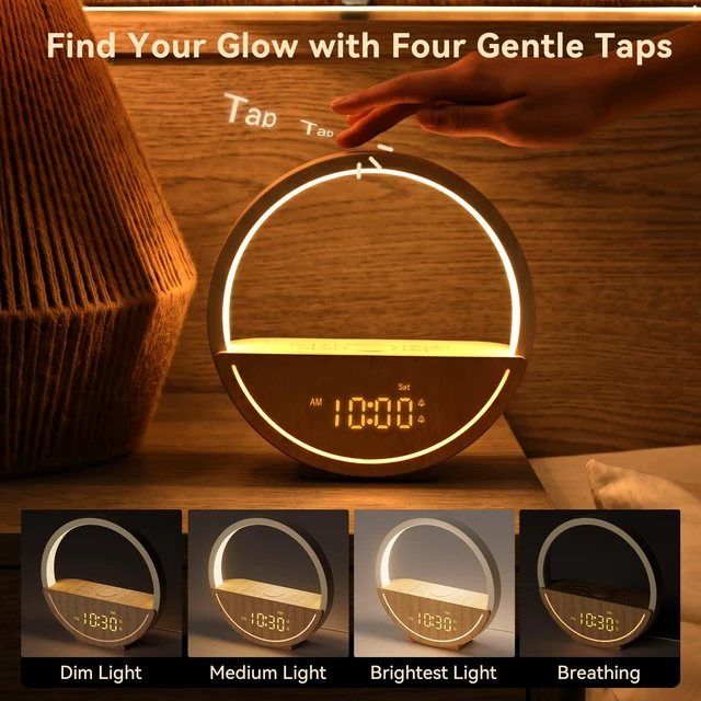 Alt view image 7 of 7 - Alarm Clock with Sound Machine & Sunrise Lamp for Heavy Sleepers | Natural Gentle Wake Up Light with 20 Soothing Sleep Sounds, Digital Clock, Touch Control Light, Timer,Dual Alarms for Bedroom