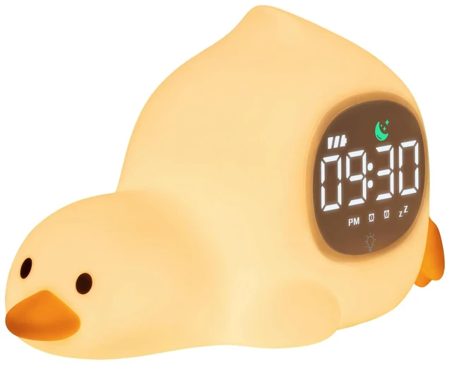 Main image of Laying Duck Alarm Clock with Night Light for Kids, Ok to Wake Clock | Cute Kids Digital Desk Clock for Bedroom, Dual Alarm, Sleep Trainer, Multicolor Night Light, White Noise, Gift for Girls Boys