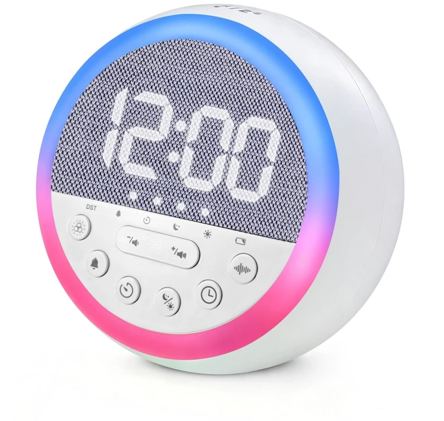 Main image of Sunrise Alarm Clock with White Noise Sound Machine & RGB Night Light | Sleep Trainer, Wake-up Light, Adjustable Brightness, Rechargeable, Snooze, Timer for Kids, Adults, Babies, Bedroom, Easy Use