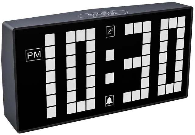 Main image of T-FAMY Digital Alarm Clock with Auto-Dimmable LED Pixel Display, Weekend Alarm Mode, Plug-in Power with Battery Backup, DST Adjustment, Perfect for Bedroom or Desk (White Display)
