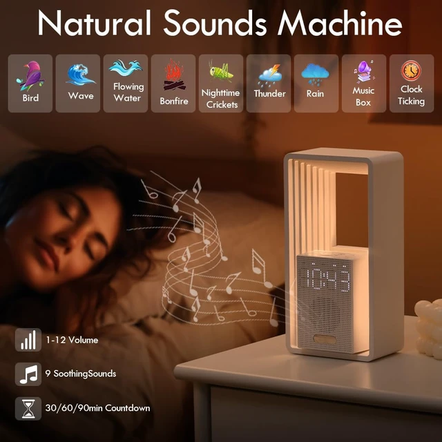 Alt view image 4 of 7 - WILIT Digital Alarm Clock Sunrise, White Noise Sound Machine with Nightlight, 9 Sleep Aid Sounds Wake up Light for Heavy Sleepers, Dimmable Display, Snooze, USB Charging Port,Gifts for Women,Men,Teens