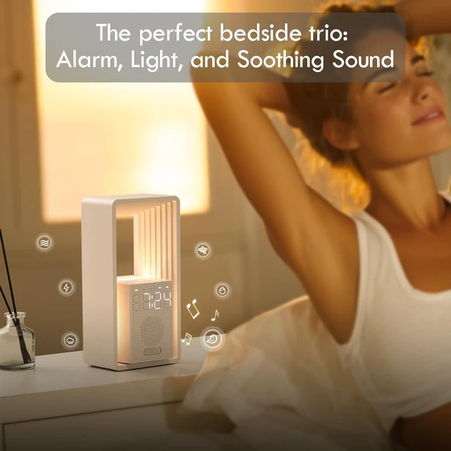 Alt view image 7 of 7 - WILIT Digital Alarm Clock Sunrise, White Noise Sound Machine with Nightlight, 9 Sleep Aid Sounds Wake up Light for Heavy Sleepers, Dimmable Display, Snooze, USB Charging Port,Gifts for Women,Men,Teens