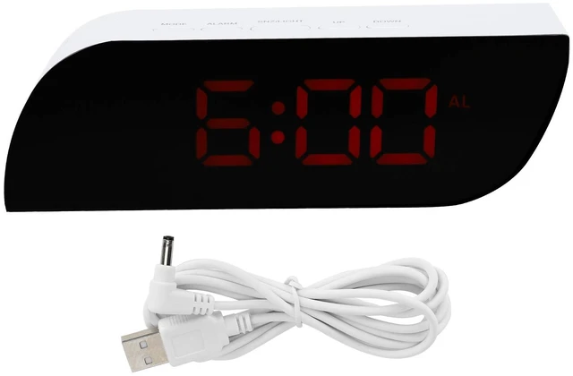 Alt view image 6 of 7 - Pssopp Digital Alarm Clock Mirror Display, Auto Dimming 12 24H