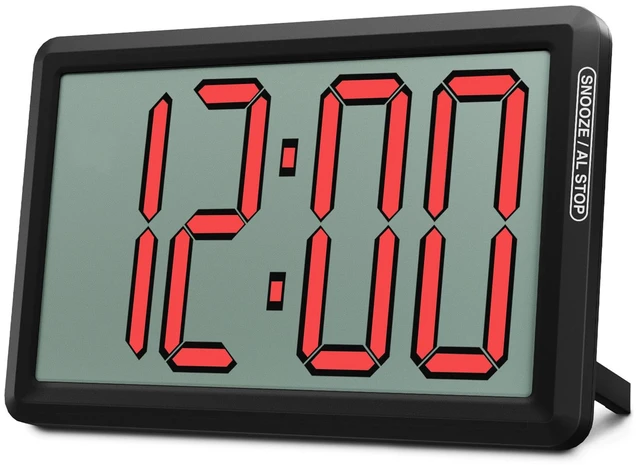 Main image of KWANWA Digital Alarm Clock, 3.8-inch Extra Large LED/LCD Digits, Battery or USB Powered, Auto Light Sensor for Day/Night, Wall Clock & Desktop Stand for Seniors, Bedroom, Office, Living Room