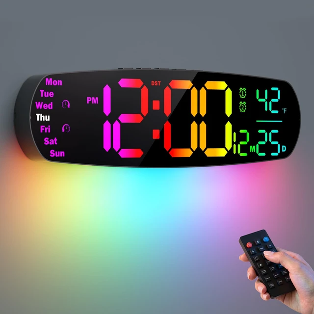 Main image of ANALOI Large Digital Wall Clock for Classroom, 14.4 inch Large Display | Auto Dimming, Temperature and Date, Remote Control, Night Light, DST, Alarm, Wallclockfor Gym/Bedroom/Living/Seniors