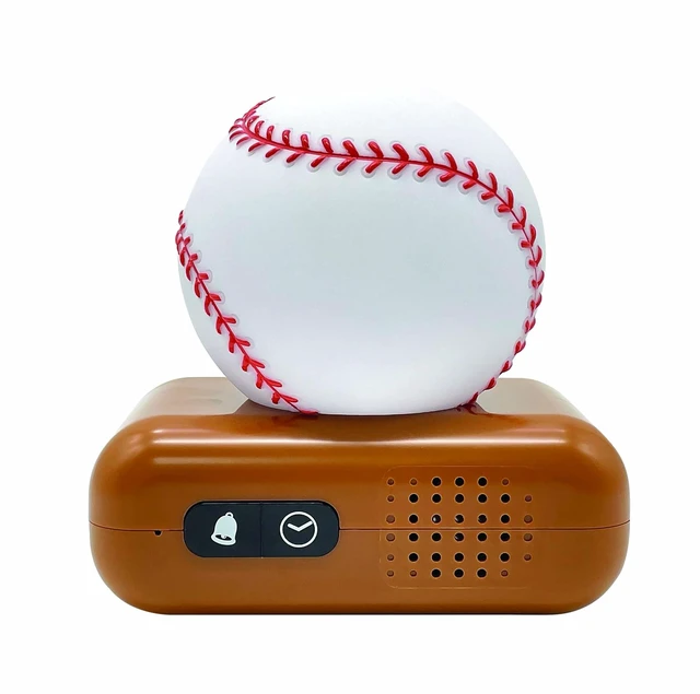 Alt view image 2 of 7 - LEXiBOOK, Baseball Nightlight Alarm Clock, RL800BL | Sounds & Melodies, LCD Backlit screen, Luminous, Snooze, Brown/White