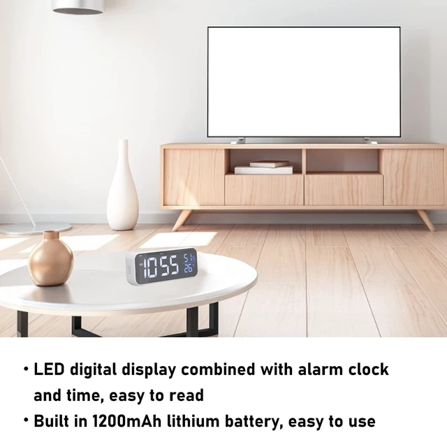 Alt view image 2 of 7 - Digital Alarm Clock, Bedside Clock with LED Backlit Display, Adjustable Volume, 5 Min Snooze, 12/24 Hr, /, USB Port, for Students, Adult, Office, Bedroom