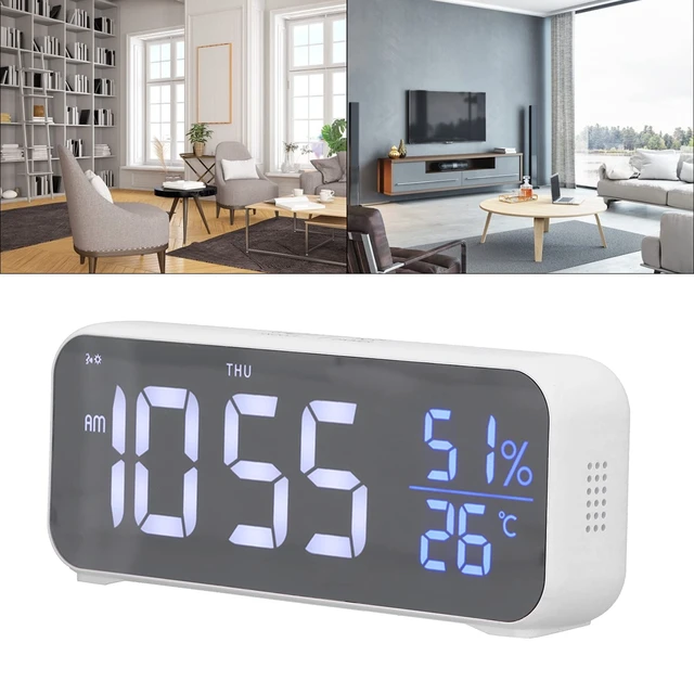 Alt view image 5 of 7 - Digital Alarm Clock, Bedside Clock with LED Backlit Display, Adjustable Volume, 5 Min Snooze, 12/24 Hr, /, USB Port, for Students, Adult, Office, Bedroom