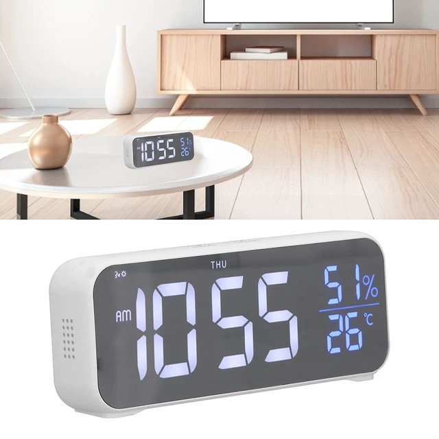 Alt view image 6 of 7 - Digital Alarm Clock, Bedside Clock with LED Backlit Display, Adjustable Volume, 5 Min Snooze, 12/24 Hr, /, USB Port, for Students, Adult, Office, Bedroom