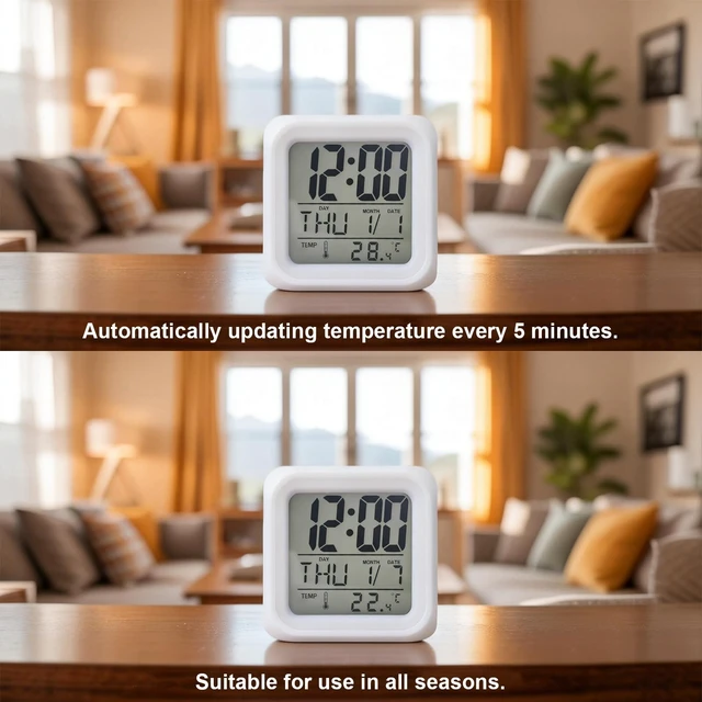 Alt view image 3 of 7 - Forest Bigfoot Alarm Clock, Vintage Sasquatch Animal Silhouette Foggy Dark Forest Plant Digital Clock Night Light with 7 Color, Calendar Temperature Display, NightLight Clock for Bedroom, 3.2x3.2in