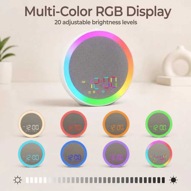 Alt view image 4 of 6 - Jassurance Alarm Clock for Heavy Sleepers, Loud Vibrating Alarm with Bed Shaker and 10-Color Night Light, 7 Sounds, USB Charging