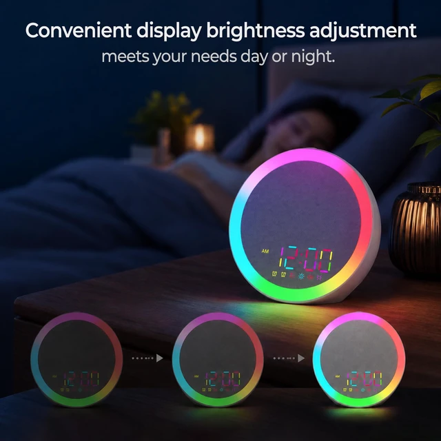 Alt view image 6 of 6 - Jassurance Alarm Clock for Heavy Sleepers, Loud Vibrating Alarm with Bed Shaker and 10-Color Night Light, 7 Sounds, USB Charging