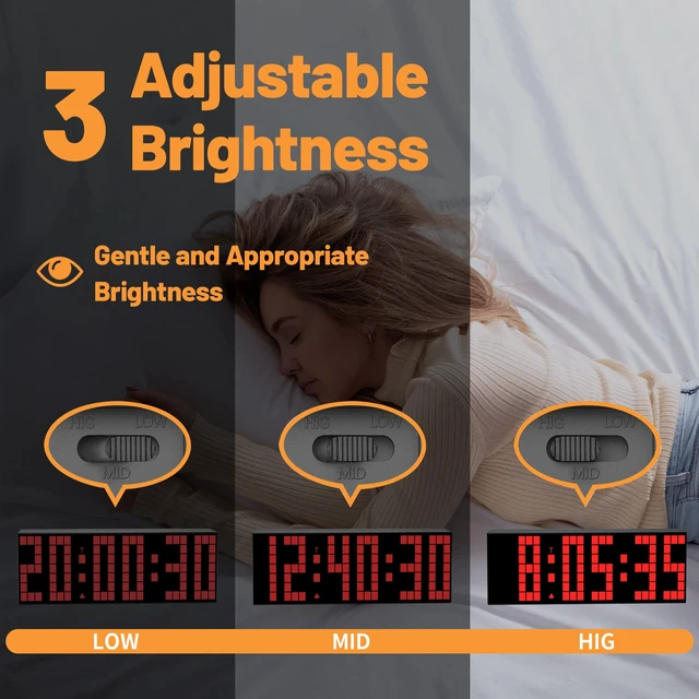 Alt view image 5 of 6 - CHKOSDA Digital Alarm Clock, Led Clock with 2" Digital, 7 Color Options, Adjustable Brightness, Countdown Clock with Remote Control, Calendar and Temperature Display Desk Clock for Bedroom