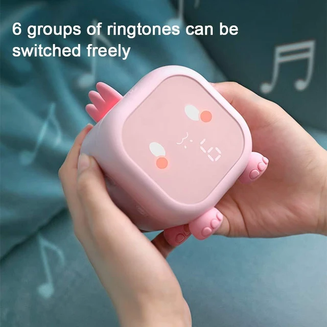 Alt view image 4 of 4 - Kids Alarm Clock, Cute Dinosaur Bedroom Decor Alarm Clock Digital Alarm Clock for Kids Bedside Clock Children Sleep Trainier Wake Up Light and Night Light (Pink)