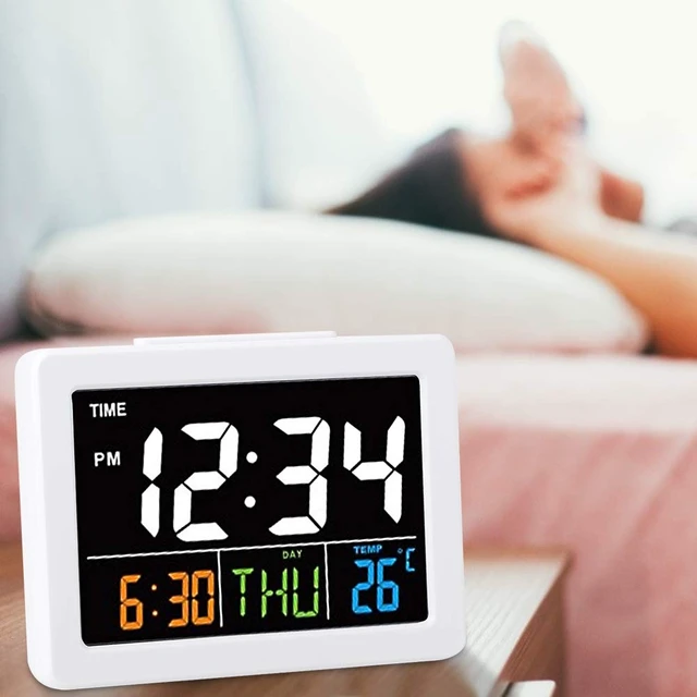 Alt view image 4 of 7 - 01 Cute Alarm Clock, Led Clock Digital Clock Large Display Electronic Clock Table Clock for Bedroom Studyroom Office for Women Men Kids Adults Students(White)