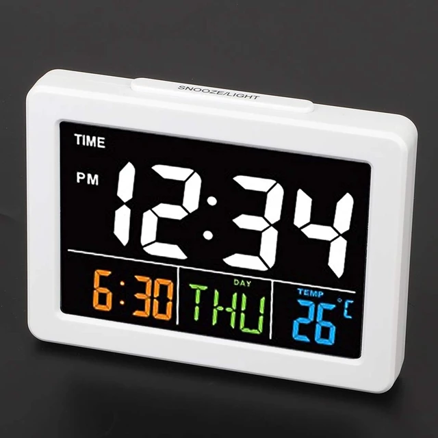 Alt view image 3 of 7 - 01 Cute Alarm Clock, Led Clock Digital Clock Large Display Electronic Clock Table Clock for Bedroom Studyroom Office for Women Men Kids Adults Students(White)
