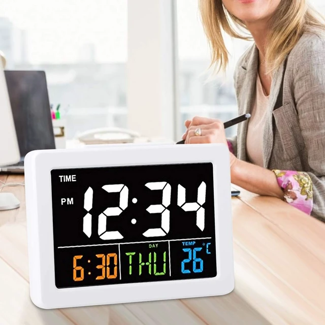 Alt view image 5 of 7 - 01 Cute Alarm Clock, Led Clock Digital Clock Large Display Electronic Clock Table Clock for Bedroom Studyroom Office for Women Men Kids Adults Students(White)