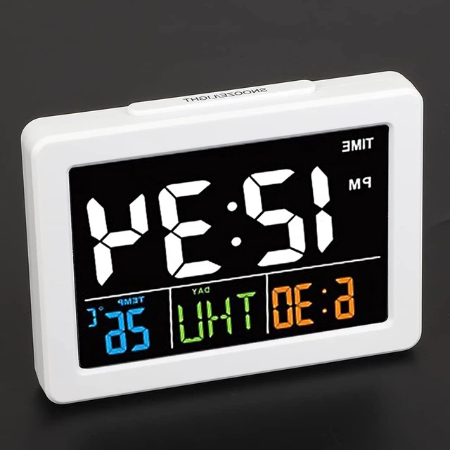 Alt view image 6 of 7 - 01 Cute Alarm Clock, Led Clock Digital Clock Large Display Electronic Clock Table Clock for Bedroom Studyroom Office for Women Men Kids Adults Students(White)