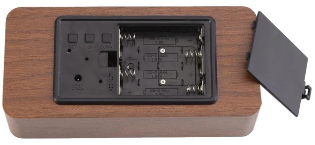 Alt view image 6 of 7 - Beufee Wooden Digital Alarm Clock, Loud Alarm Desk Clock LED Desktop Clock USB Alarm Clock with Thermometer Clock for Home Bedroom (Brown Wood + Green Light)