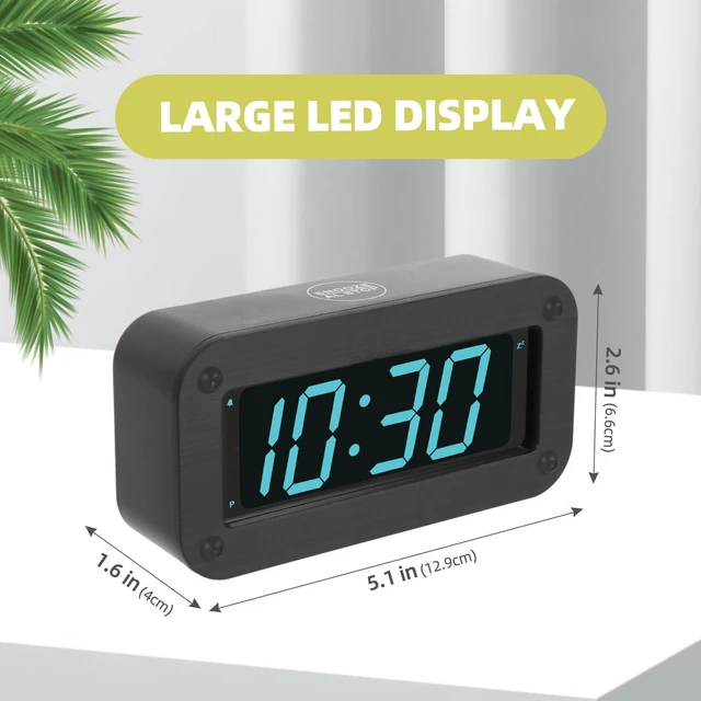 Alt view image 3 of 7 - Timegyro Digital Clock Battery Operated - LED Display Alarm Clock for Bedroom, Includes DC Cable, Adjustable Brightness, Snooze, 12/24Hr