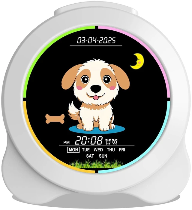 Alt view image 2 of 7 - Sinoviwe Kids Alarm Clock Sun & Moon& Dog LED Display with Day & Date OK to Wake Clock with Night Light for Kids Children's Sleep Trainer Gift for Boy and Girls