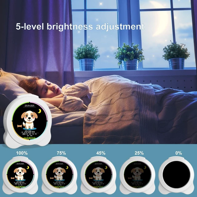 Alt view image 6 of 7 - Sinoviwe Kids Alarm Clock Sun & Moon& Dog LED Display with Day & Date OK to Wake Clock with Night Light for Kids Children's Sleep Trainer Gift for Boy and Girls