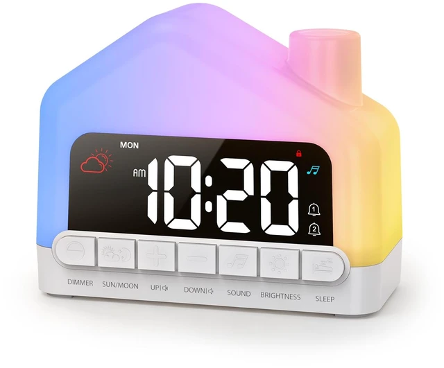 Main image of OQIMAX Kids Alarm Clock, Toddler Sleep Training Clock with 12 Night Lights | Kid Ok-to-Wake Clock, Dual Alarms with Snooze, 13 Soothing Sounds, Child Lock, Ideal Gift for Boys & Girls & Toddlers