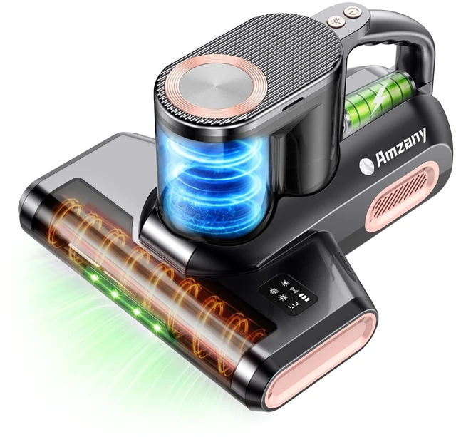 Main image of Amzany Cordless Mattress Vacuum Cleaner, 18Kpa Bed Vacuum with 253.7nm UV-C Light & Ultrasonic, 52800 BPM Tapping, 3-Stage HEPA, Green Light Dust Detection for Bed Sofa Couch Crib Pet Hair