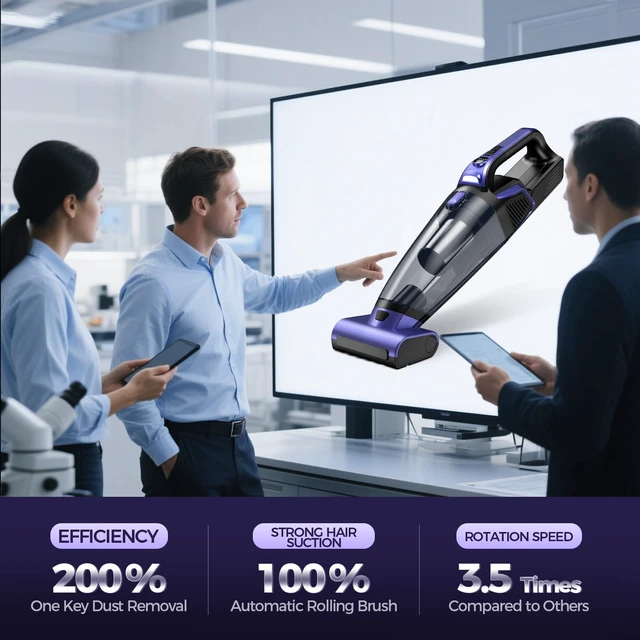 Alt view image 3 of 7 - Pet Hair Handheld Vacuum Cordless: 20000PA Rechargeable Car Vacuum Cleaner | High Power Vacuum with Motorized Brush and LED Light, Hand Vacuum Cleaner with Reusable Filter for Car, Home, Office & Pet