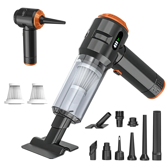 Main image of Melising Handheld Vacuum Cleaner Cordless, 23000Pa Powerful Car Mini Vacuum Cleaner, Rechargeable Portable Lightweight dust Catcher for Home Car Carpet Stairs Pet Hair Deep CleaningBlack-Orange