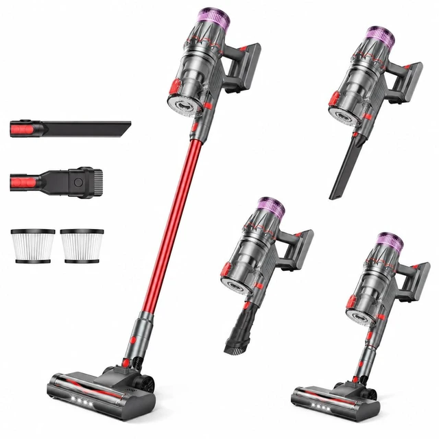 Main image of Cordless Vacuum Cleaner, Self-Standing Stick Vacuum with Smart LED Display, Powerful Suction Rechargeable Vacuum for Pet Hair & Hardwood Floors, Lightweight Battery Powered Vacuum for Home & Dorm