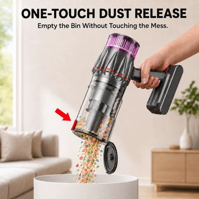 Alt view image 7 of 7 - Cordless Vacuum Cleaner, Self-Standing Stick Vacuum with Smart LED Display, Powerful Suction Rechargeable Vacuum for Pet Hair & Hardwood Floors, Lightweight Battery Powered Vacuum for Home & Dorm