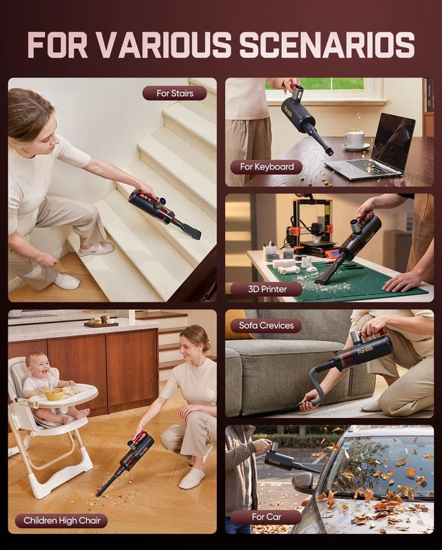 Alt view image 5 of 7 - Fanttik Cruise V11 APEX Handheld Vacuum Cordless, 4-in-1 Vacuum Cleaner for Pet, AxLoop 180° Rotatable Handle, LED Touch Screen, 3 Suction Modes for Home Corners, Couches, Crevices