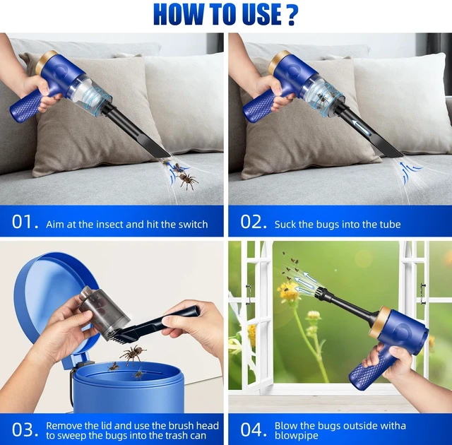 Alt view image 3 of 7 - ZLieatmp Bug Vacuum Catcher, Bug Vacuum for Adults Cleaner for Car | Bug Catcher Indoor with USB Rechargeable for Cockroach Spider 12000Pa Handheld Car Vacuum Clean