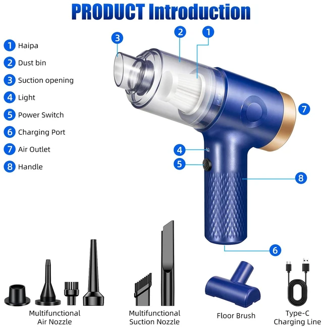 Alt view image 4 of 7 - ZLieatmp Bug Vacuum Catcher, Bug Vacuum for Adults Cleaner for Car | Bug Catcher Indoor with USB Rechargeable for Cockroach Spider 12000Pa Handheld Car Vacuum Clean