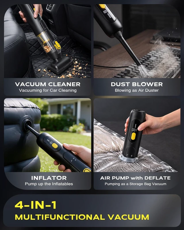Alt view image 2 of 7 - Handheld Vacuum Cleaner 20000PA High Power, 4-in-1 Mini Car Vacuum | Cordless Vacuum Rechargeable with LED Display & Washable HEPA Filter, Light Design for Car, Home, Keyboard, Office, Pet Hair