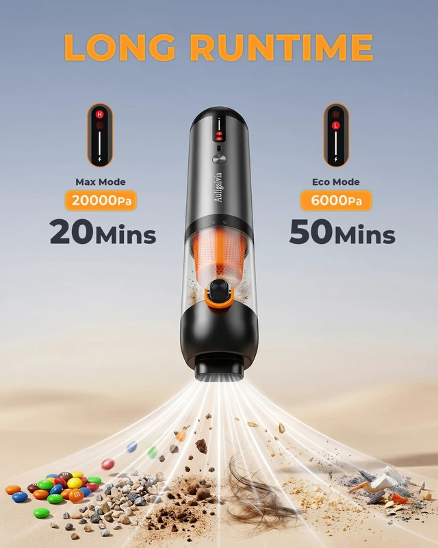 Alt view image 4 of 7 - Auligaivia A10 Cordless Handheld Vacuum & Air Duster, 20000Pa 4-in-1 | Portable Mini Vacuum,7800mAh Battery, 50-Min Runtime, One-Touch Empty, Fast Charging, Car Vacuum for Home & Outdoor