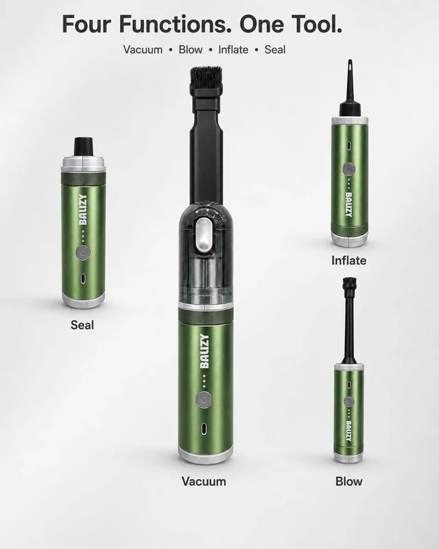 Alt view image 2 of 7 - BALIZY Handheld Vacuum4-in-1 Cordless Car vacuum cleaner&Air Blower,Green | Aluminum alloy body4 Suction Modes, 20KPa Suction Power,Portable Rechargeable, For Car, Pet Hair, Home, Office