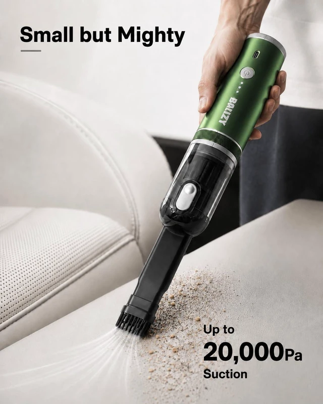 Alt view image 3 of 7 - BALIZY Handheld Vacuum4-in-1 Cordless Car vacuum cleaner&Air Blower,Green | Aluminum alloy body4 Suction Modes, 20KPa Suction Power,Portable Rechargeable, For Car, Pet Hair, Home, Office