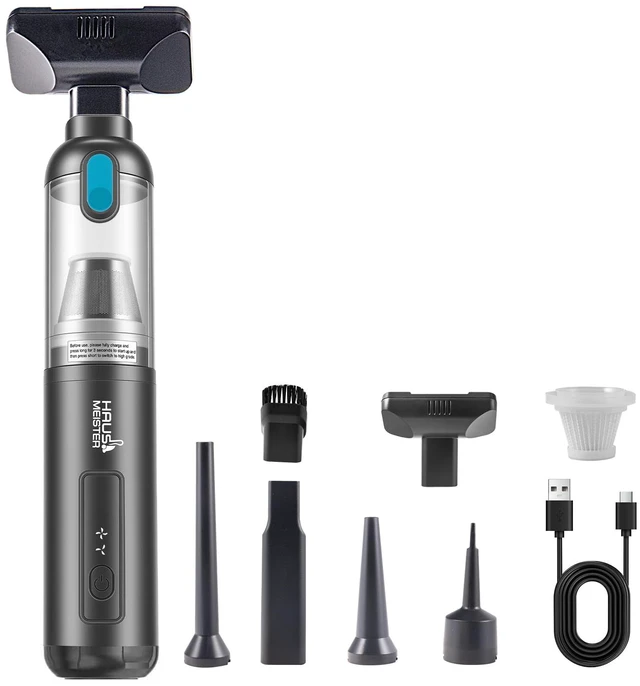 Main image of HAUSMEISTER Airflex Go Cordless Car Vacuum 16000Pa, 4-in-1 Handheld Vacuum with Air Duster & Inflator, Portable Mini Vac for Car Detailing, Pet Hair, Keyboard Cleaning (Black)