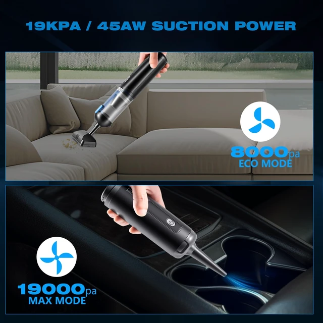 Alt view image 4 of 7 - HAUSMEISTER Airflex Go Cordless Car Vacuum 16000Pa, 4-in-1 Handheld Vacuum with Air Duster & Inflator, Portable Mini Vac for Car Detailing, Pet Hair, Keyboard Cleaning (Black)