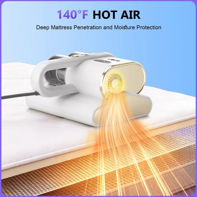 Alt view image 5 of 7 - Cleera Mattress Vacuum Cleaner, 16Kpa Couch Vacuum with Soothing Aroma | UV-C Light,Smart Dust Sensor,Dual Brushroll, 140°F Heat, HEPA Filter, Handheld Vacuums for Bed, Couch (Corded, 400W)