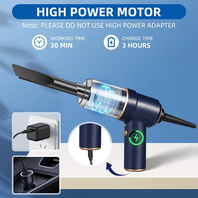 Alt view image 2 of 7 - Paddsun Bug Vacuum with Long Nozzle: 5 in 1 Handheld Cordless Car Vacuum Cleaner for Adults Car Home Office Garden, Rechargeable Strong Suction Insect Catcher for Spider Moth,Stink Bug (Blue)