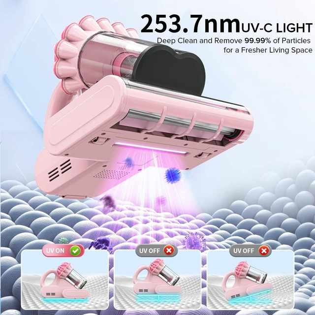 Alt view image 3 of 7 - Belife M8 Mattress Vacuum Cleaner with UV & Hot Air & Heating | 18Kpa 550W Bed Vacuum with Double-Cup & HEPA Filter, Powerful Strong Suction Handheld Couch Cleaner for Sofa Pet Hair, Corded