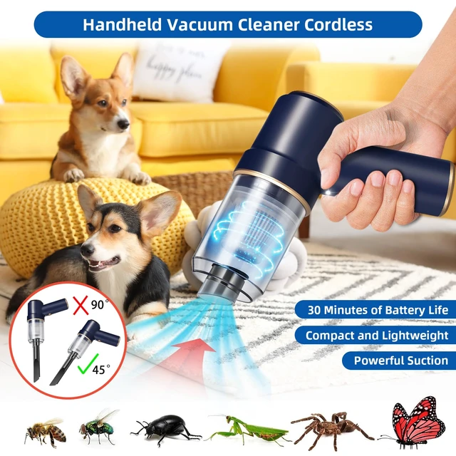 Alt view image 3 of 7 - Paddsun Bug Vacuum with Long Nozzle: 5 in 1 Handheld Cordless Car Vacuum Cleaner for Adults Car Home Office Garden, Rechargeable Strong Suction Insect Catcher for Spider Moth,Stink Bug (Blue)