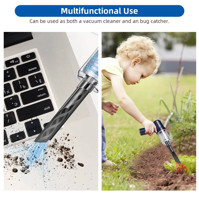 Alt view image 6 of 7 - Paddsun Bug Vacuum with Long Nozzle: 5 in 1 Handheld Cordless Car Vacuum Cleaner for Adults Car Home Office Garden, Rechargeable Strong Suction Insect Catcher for Spider Moth,Stink Bug (Blue)