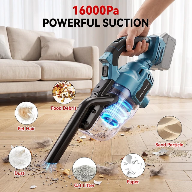 Alt view image 2 of 7 - Cordless Handheld Vacuum Compatible With Makita 18V Battery (Battery Not Included), 400W Strong Suction 5-In-1 Portable Vacuum Cleaner With LED Light and 2 HEPA Filters For Car Garage Home Pet Hair