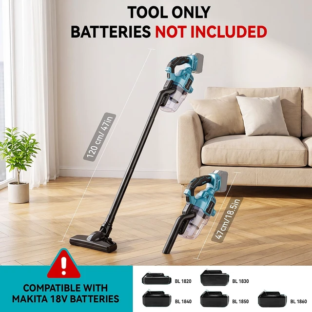 Alt view image 3 of 7 - Cordless Handheld Vacuum Compatible With Makita 18V Battery (Battery Not Included), 400W Strong Suction 5-In-1 Portable Vacuum Cleaner With LED Light and 2 HEPA Filters For Car Garage Home Pet Hair