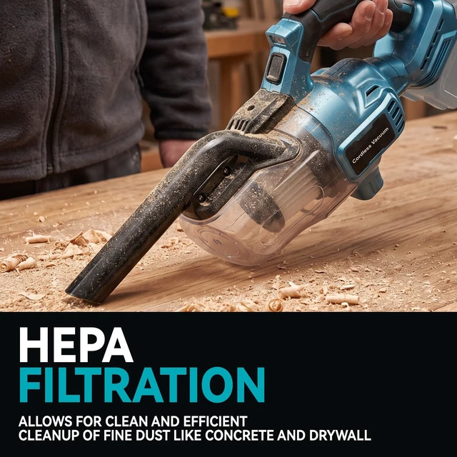 Alt view image 5 of 7 - Cordless Handheld Vacuum Compatible With Makita 18V Battery (Battery Not Included), 400W Strong Suction 5-In-1 Portable Vacuum Cleaner With LED Light and 2 HEPA Filters For Car Garage Home Pet Hair