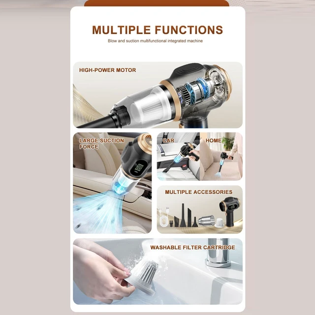 Alt view image 2 of 7 - Pssopp Portable Car Vacuum Cleaner, Vacuums Cordless Rechargeable Vacuum for Home Car Portable Cleaner, Mini Handheld Handheld Cordless Nan